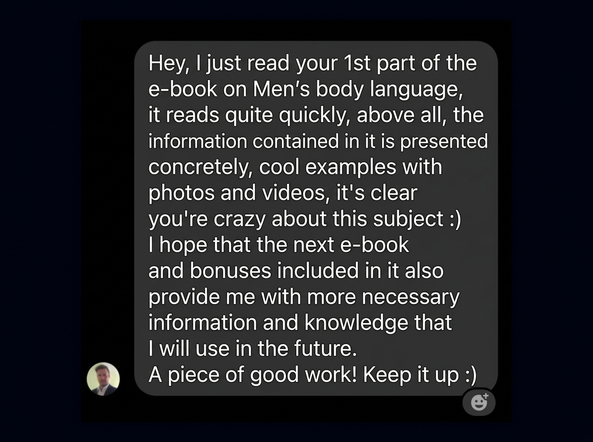 Reader testimonial — Men's body language ebook